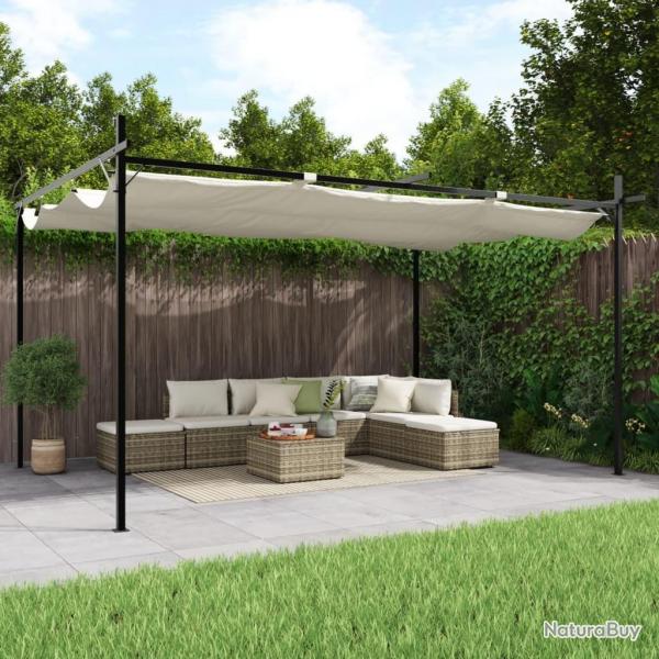 Pergola avec toit rtractable crme 395x292x230 cm