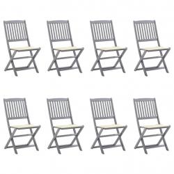 Chaises pliables d'extérieur lot de 8 et coussins Bois d'acacia