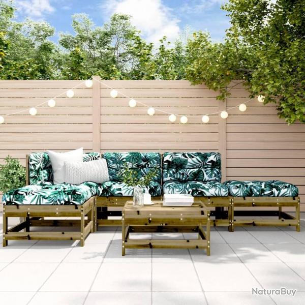 Salon de jardin 6 pcs bois de pin imprgn