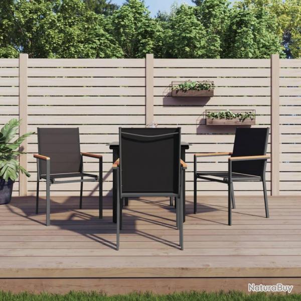 Ensemble  manger de jardin 5 pcs noir textilne et acier