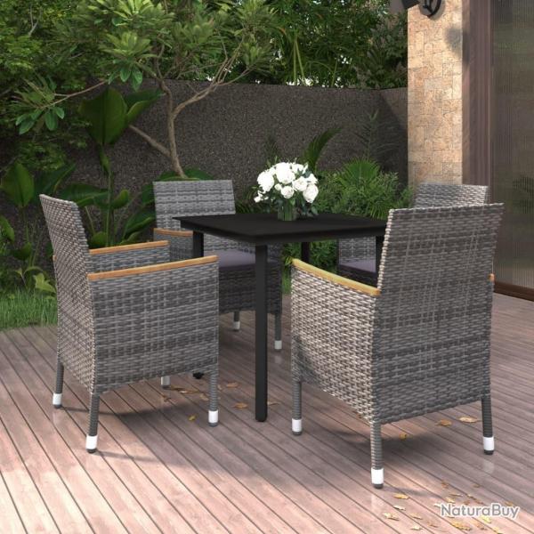 Ensemble  manger de jardin coussins 5 pcs Rsine tresse Verre