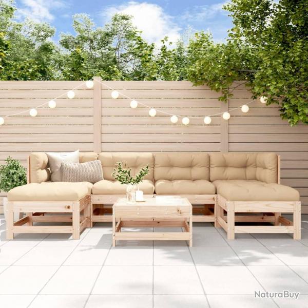 Salon de jardin 7 pcs Bois de pin massif