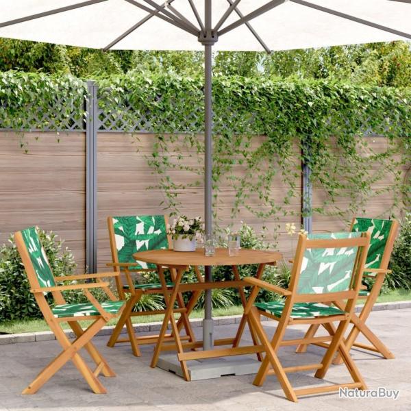Ensemble  manger de jardin 5 pcs motif de feuilles tissu bois