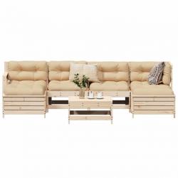 Salon de jardin 7 pcs bois de pin massif