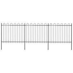 Clôture de jardin avec dessus en cerceau Acier 5,1 x 1,5 m Noir