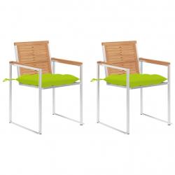 Chaises de jardin avec coussins lot de 2 Teck solide et acier