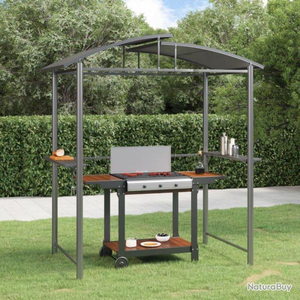 Gazebo BBQ et tagres latrales anthracite 210x114x230cm acier
