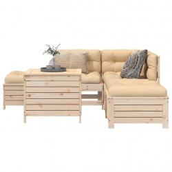 Salon de jardin 6 pcs bois de pin massif