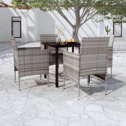 Ensemble à manger de jardin et coussins 5pcs Gris/noir