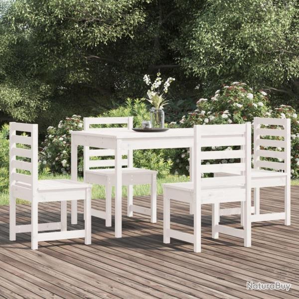 Ensemble  manger de jardin 5 pcs blanc bois massif de pin