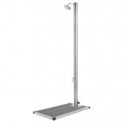 Douche de jardin avec base gris 220 cm Acier inoxydable
