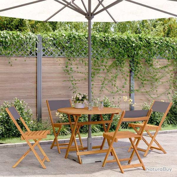 Ensemble  manger de jardin 5 pcs anthracite tissu bois massif