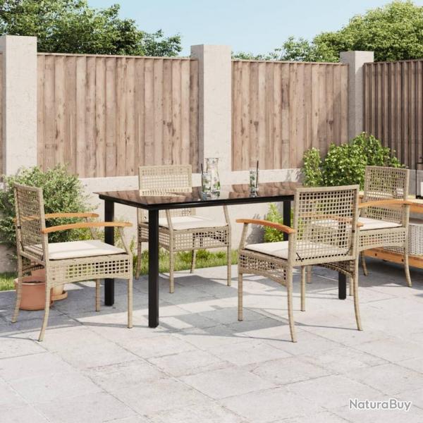 Ensemble  manger de jardin avec coussins 5pcs Beige poly rotin