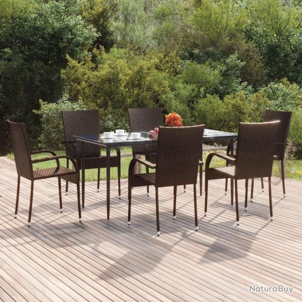 Ensemble  manger de jardin 7 pcs Marron Rsine tresse