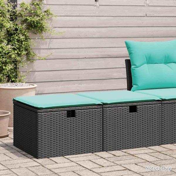 Salon de jardin avec coussins 2 pcs noir rsine tresse acacia