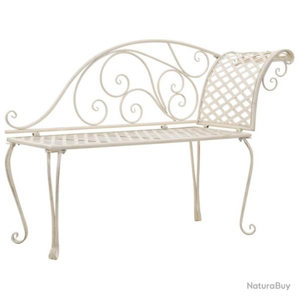 Chaise longue de jardin 128 cm Mtal Antique Blanc
