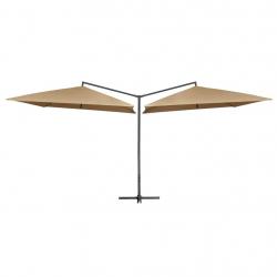Parasol double avec mât en acier 250 x 250 cm Taupe