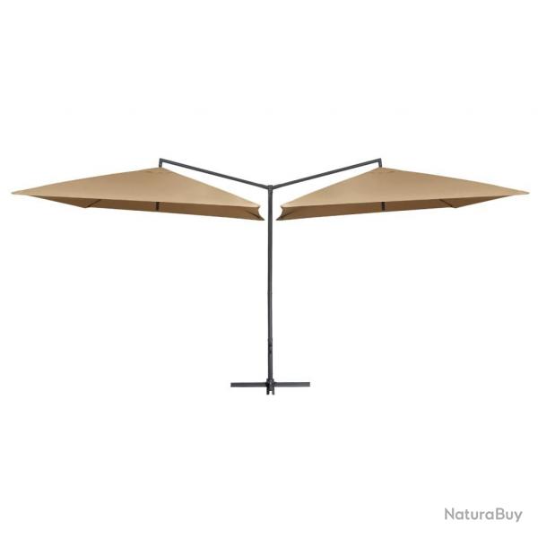 Parasol double avec mt en acier 250 x 250 cm Taupe
