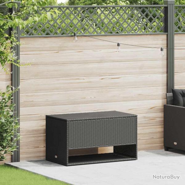 Coffre  coussins d'extrieur noir 100x55x55,5cm rsine tresse