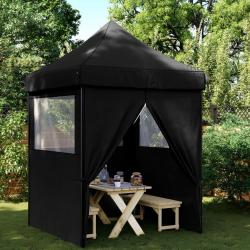 Tente de réception pliable escamotable 4 parois latérales noir
