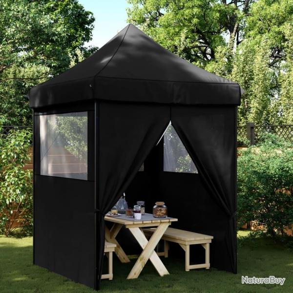 Tente de rception pliable escamotable 4 parois latrales noir