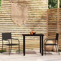 Ensemble à manger de jardin 3 pcs Noir