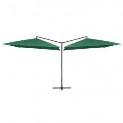 Parasol double avec mât en acier 250 x 250 cm Vert