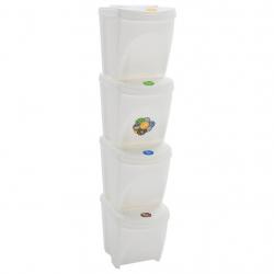 Poubelles à ordures empilables 4 pcs Blanc 100 L Polypropylène