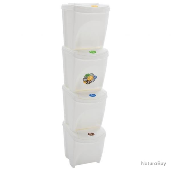 Poubelles  ordures empilables 4 pcs Blanc 100 L Polypropylne