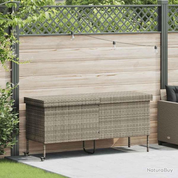 Bote de rangement de jardin et roues gris clair rsine tresse