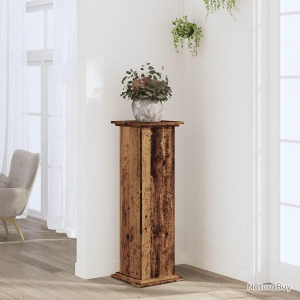Support pour plantes vieux bois 33x33x100 cm bois d'ingnierie
