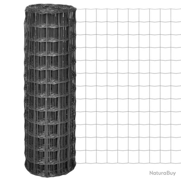 Clture Euro Acier 25 x 1,2 m Gris