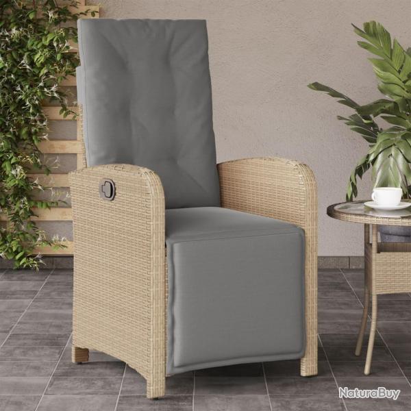 Chaise inclinable de jardin et repose-pied mlange beige rotin