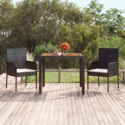 Table de jardin dessus en bois Noir 90x90x75 cm Résine tressée