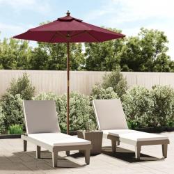 Parasol de jardin avec mât en bois rouge bordeaux 196x231 cm