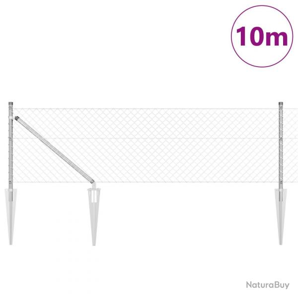 Clture en Chane avec 7 Piquets de Piquet 0.8x10 m Acier Galvanis
