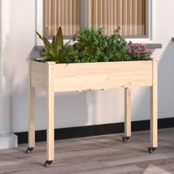 Jardinière sur roues avec doublure 118x59x80 cm bois de sapin