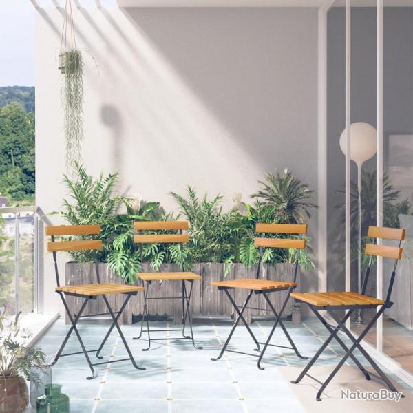 Chaises de bistro pliables lot de 4 Bois d'acacia massif