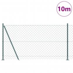 Clôture en Maillon de Chaîne avec 7 Poteaux Flangés 1,2x10 m Acier Galvanisé