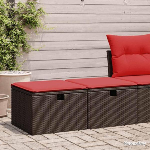 Salon de jardin avec coussins 2pcs marron rsine tresse acacia