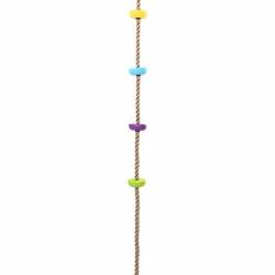 Corde d'escalade colorée avec siège disque - 200 cm, plastique robuste, jeu extérieur enfant