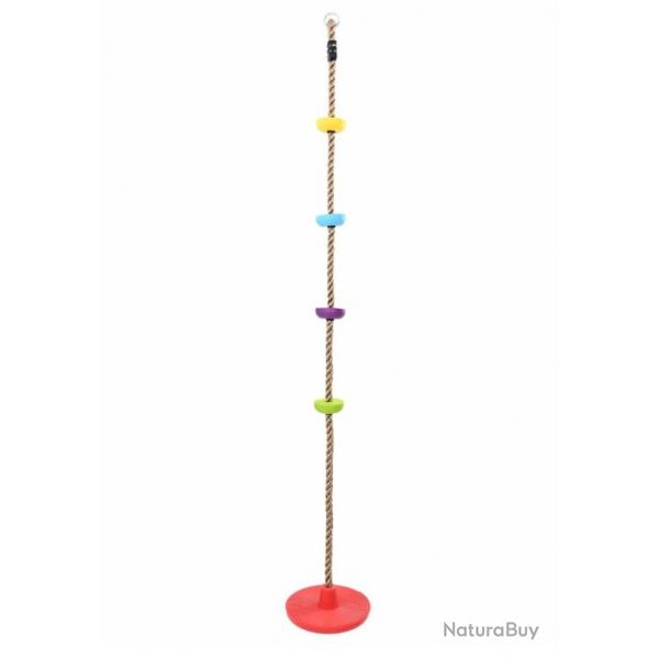 Corde d'escalade colore avec sige disque - 200 cm, plastique robuste, jeu extrieur enfant