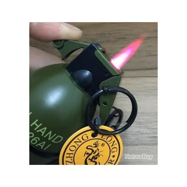 GRENADE PORTE CLES BRIQUET COUPE VENT EN METAL 8.5 cm X 5 CM