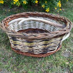 Panier osier avec anse en bois de cerf