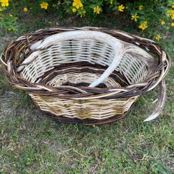 Panier osier avec anse bois de cerf