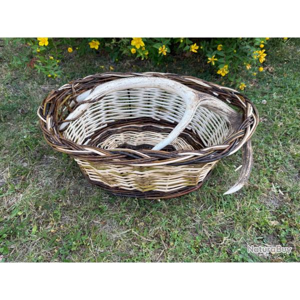 Panier osier avec anse bois de cerf