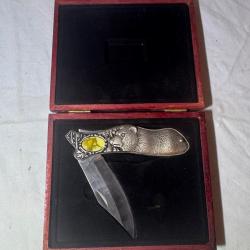 Couteau de Collection Pliant "Ours" avec Coffret Bois