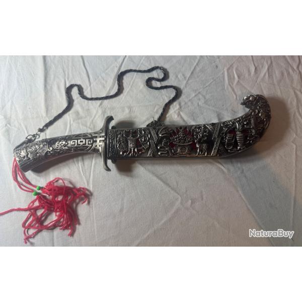 Dague dcorative chinoise neuve avec fourreau sculpt