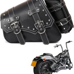Sacoches Latérales Moto Cuir PVC Étanches avec Porte-Gobelet Rangement Universel (côté Gauche)