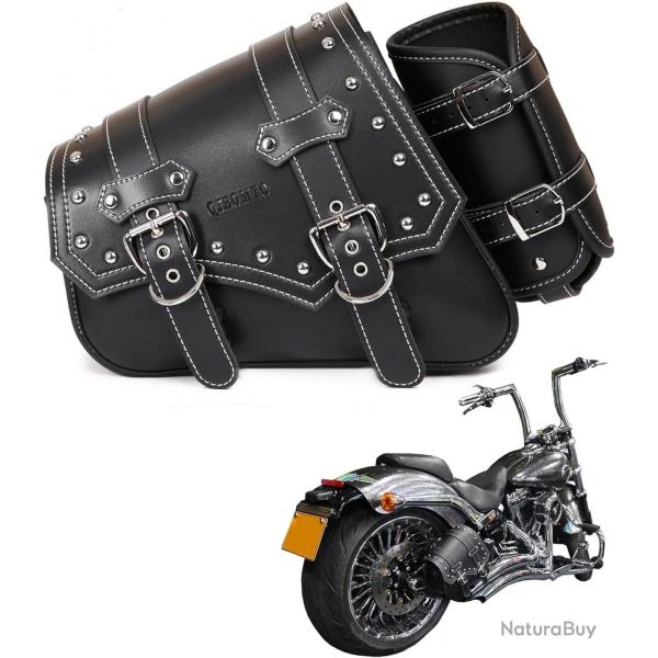 Sacoches Latrales Moto Cuir PVC tanches avec Porte-Gobelet Rangement Universel (ct Gauche)